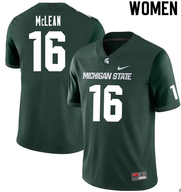 Women #16 Eli McLean Michigan State Spartans College Football Jerseys Sale-Green